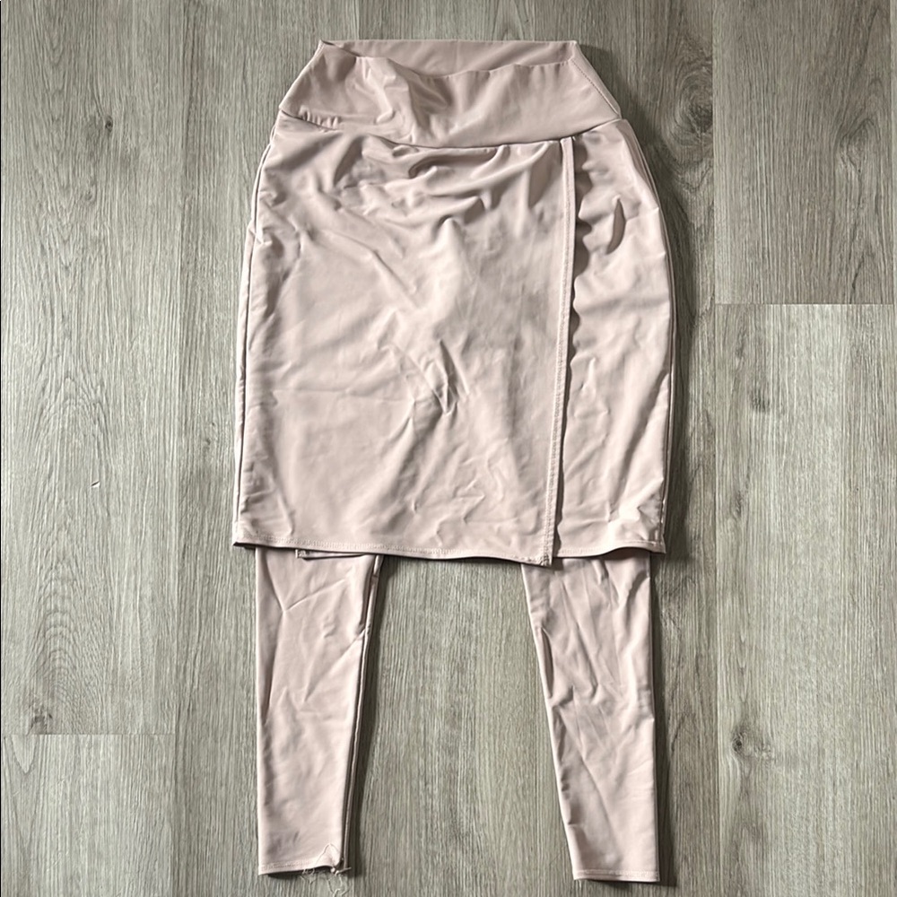 Sweet Lemon Thyme Women's Blush Faux Wrap Skirt w/ Leggings